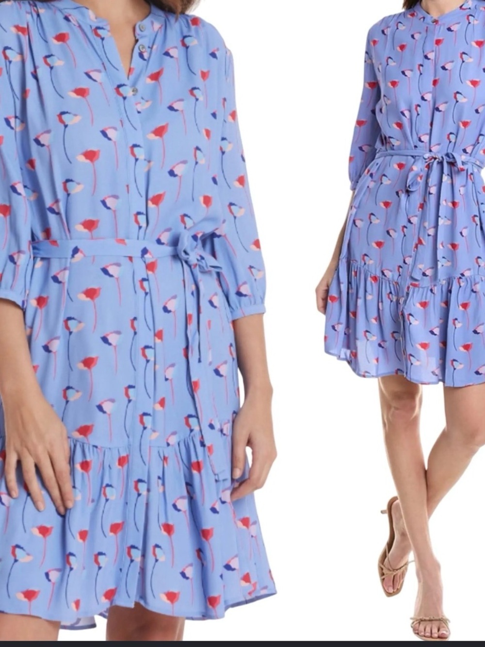 Tyler Boe Lavender-Blue Floral Tiered Popover Dress| NWT| Size 6 | Never Worn